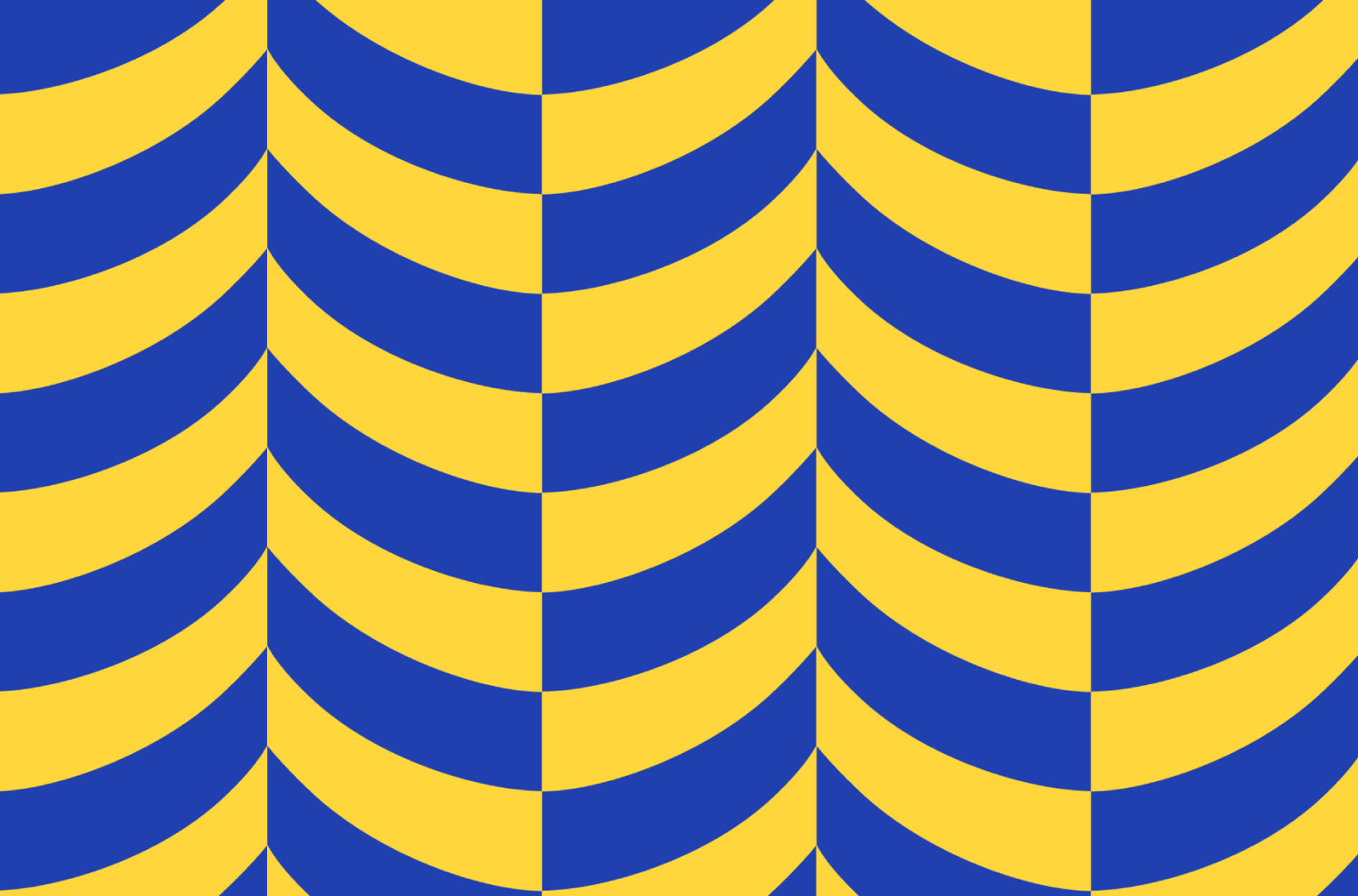ココテープのイメージパターン。1列の中にブルーとイエローのカーブ状のラインが交互に繰り返されており、それが複数列で構成されている。